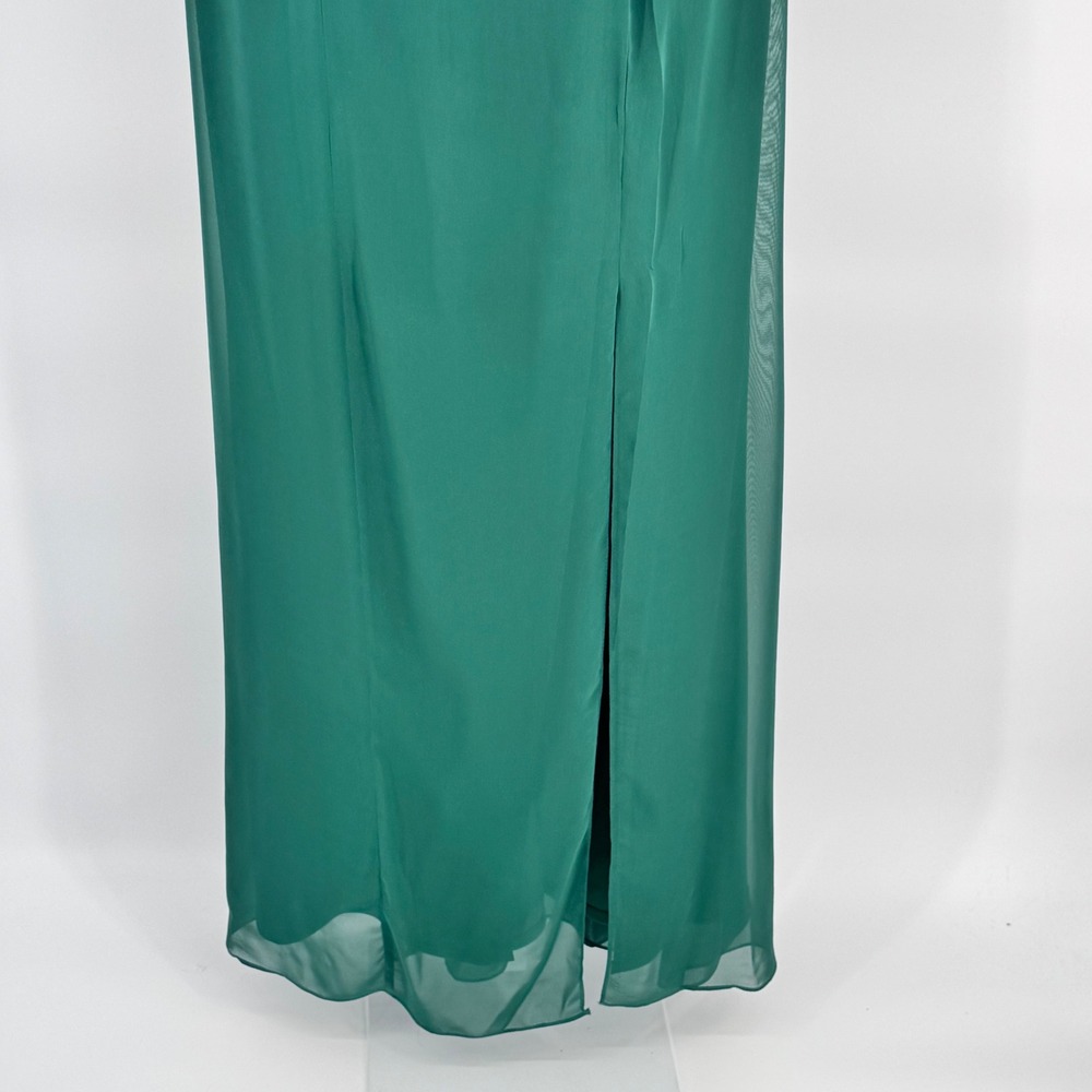 New Social Bridesmaids Womens 6 Hunter Green Chiffon OffShoulder Gown Long Dress - Picture 7 of 13